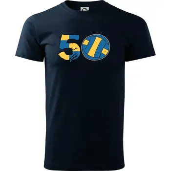 Pánské tričko Volejbal kulaté narozeniny 50 - Triko extra velké (5-8XL) - 8XL ( Námořní modrá (velmi tmavá - téměř černá) )