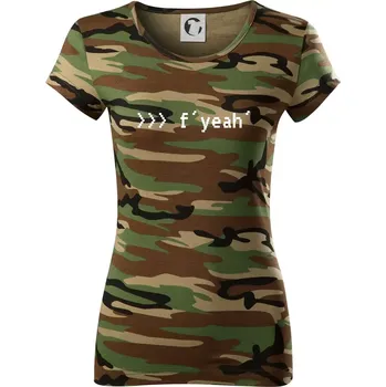 Dámské tričko Python f yeah - Dámské maskáčové triko - L ( Hnědý maskáč )