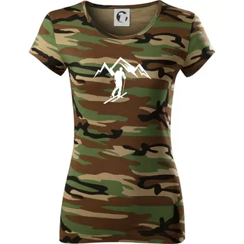 Dámské tričko Skialp výlet na hory - Dámské maskáčové triko - M ( Hnědý maskáč )