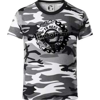 Chlapecké tričko Alkoholismus pivo - Dětské maskáčové triko - 104-110cm / 3-4 roky ( Šedý maskáč )