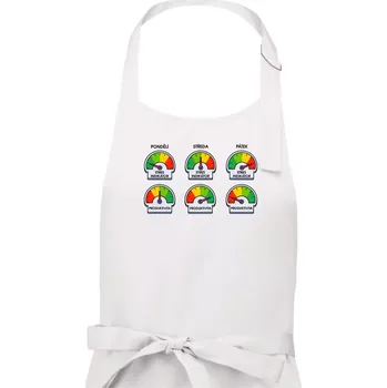 Kuchyňská zástěra Průběh pracovního týdne - Dámská zástěra na vaření - Univerzální velikost ( Bílá )