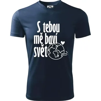 S tebou mě baví svět - Dětské triko sportovní (dresovina) - 146 cm/10 let ( Námořní modrá (velmi tmavá - téměř černá) )