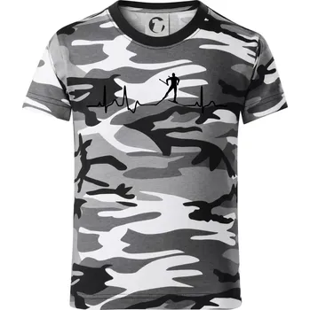 Chlapecké tričko Ekg běžkař - Dětské maskáčové triko - 146 cm/10 let ( Šedý maskáč )