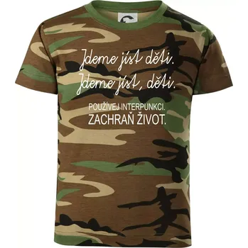 Chlapecké tričko Jdeme jíst děti - Dětské maskáčové triko - 122 cm/6 let ( Hnědý maskáč )