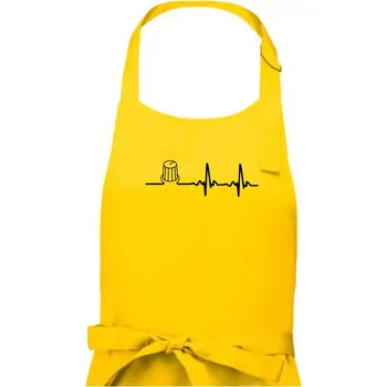 Kuchyňská zástěra Muzikant volume EKG - Pánská zástěra na vaření - Univerzální velikost ( Žlutá )