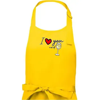 Kuchyňská zástěra I love you and white wine - Pánská zástěra na vaření - Univerzální velikost ( Žlutá )