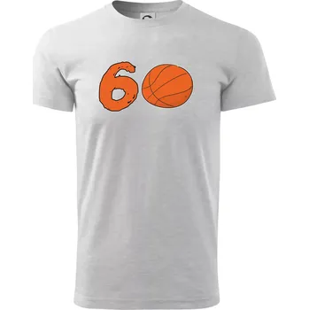 Pánské tričko Basketball kulaté narozeniny 60 - Triko extra velké (5-8XL) - 7XL ( Světlešedý Melír )