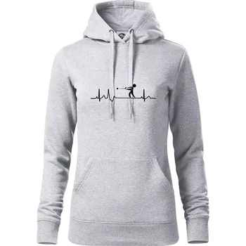 Dámská mikina EKG vrh kladivem - Mikina dámská Cape s kapucí - S ( Světlešedý Melír )