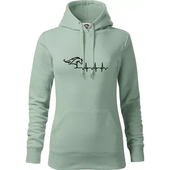 Dámská mikina Hlava koně EKG - Mikina dámská Cape s kapucí - S ( Sage )