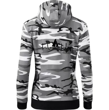 Dámská mikina Plachtění EKG - Dámská mikina trendy zipper s kapucí - 2XL ( Šedý maskáč )