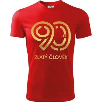 Chlapecké oblečení 90 let zlatý člověk - Dětské triko sportovní (dresovina) - 146 cm/10 let ( Červená )