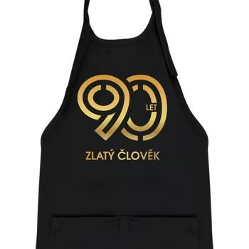 Kuchyňská zástěra 90 let zlatý člověk - Dětská zástěra na vaření - Univerzální velikost ( Černá )