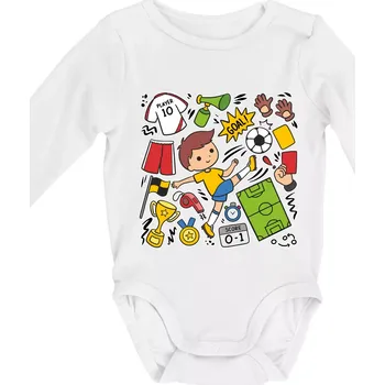 Kojenecký body Malý fotbalista ikony - Body kojenecké s dlouhým rukávem - Dlouhý r. do 3 měs ( Bílá )