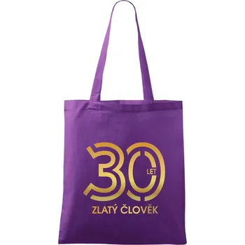 30 let zlatý člověk - Taška bavlněná - 42 x 38 cm ( Fialová )