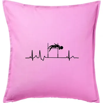 Polštář EKG skok do výšky - Polštář 50x50 - 50x50 - Pouze potah ( Růžová )