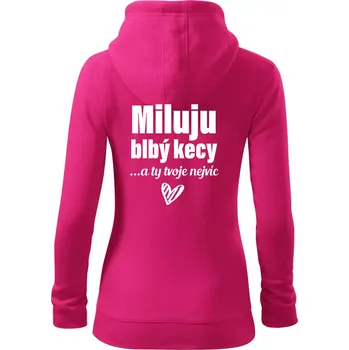 Dámská mikina Miluju blbý kecy - Dámská mikina trendy zipper s kapucí - L ( Purpurová )
