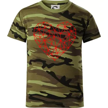 Srdce síť - Dětské maskáčové triko - 146 cm/10 let ( Zelený maskáč )