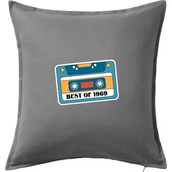 Polštář Narozeniny kazeta Best of 1969 - Polštář 50x50 - 50x50 - Pouze potah ( Tmavě šedý melír )