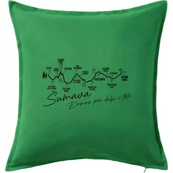 Polštář Šumava - Domov pro duši i tělo - Polštář 50x50 - 50x50 - Pouze potah ( Středně zelená )