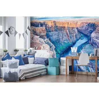 Fototapeta DIMEX | Samolepicí vliesová fototapeta na zeď Ohyb koňské podkovy MA-5-3108 | 375 x 250 cm | zelená, modrá, šedá + Samolepicí vliesová fototapeta na stěnu DIMEX Ohyb koňské podkovy MA53108 v rozměru 375 x 250 cm