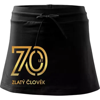 Dámská sukně 70 let zlatý člověk - Sportovní sukně - two in one - XL ( Černá )