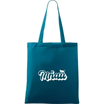 Mňau nápis - Taška bavlněná - 42 x 38 cm ( Petrolejová )