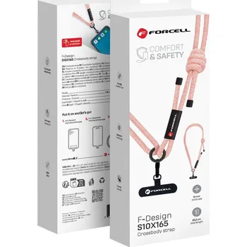 Pouzdro na mobilní telefon Šňůrka na telefon crossbody s nastavením délky Forcell F-Design S10X165 (max 82,5cm ve smyčce) růžovo bílá
