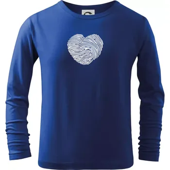 Chlapecké tričko Otisk prstu srdce - Triko dětské Long Sleeve - 122 cm/6 let ( Královská modrá )