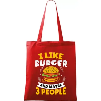I like burger and maybe 3 people - Taška bavlněná - 42 x 38 cm ( Červená )