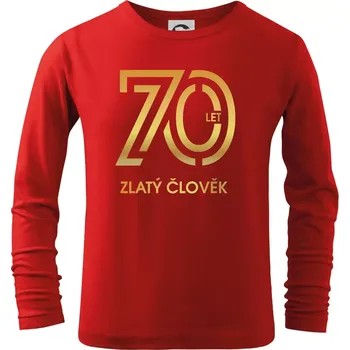 Chlapecké tričko 70 let zlatý člověk - Triko dětské Long Sleeve - 122 cm/6 let ( Červená )