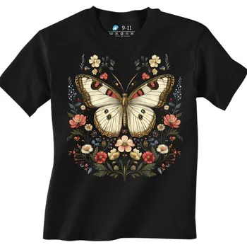 Chlapecké tričko Dětské tričko Motýl v květinové zahradě (Velikost: 7-8, Barva: Černá)