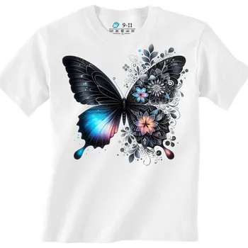 Dívčí tričko Dětské tričko Černý Otakárek a galaktické květiny (Barva: Bílá)