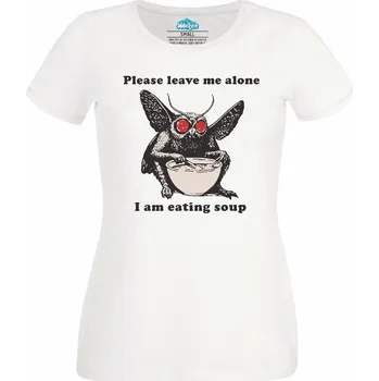 Dámské tričko Dámské tričko Mothman s Polévkou (Velikost: XS, Barva: Bílá)