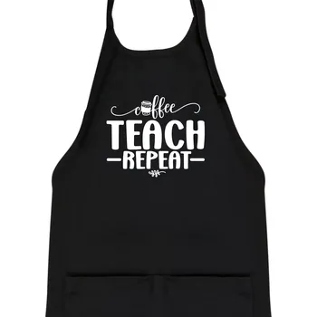 Kuchyňská zástěra Coffee teach repeat - Dětská zástěra na vaření - Univerzální velikost ( Černá )
