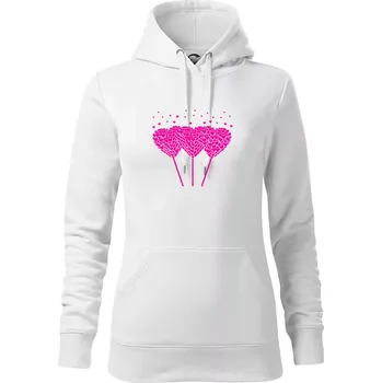 Dámská mikina Srdce balónky - Mikina dámská Cape s kapucí - S ( Bílá )