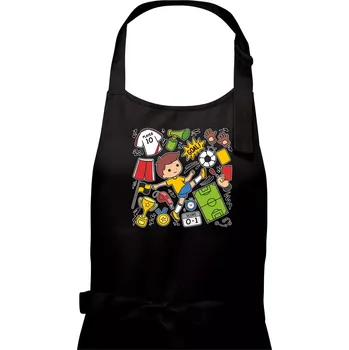 Kuchyňská zástěra Malý fotbalista ikony - Dámská zástěra na vaření - Univerzální velikost ( Černá )