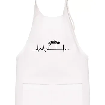 Kuchyňská zástěra EKG skok do výšky - Dětská zástěra na vaření - Univerzální velikost ( Bílá )