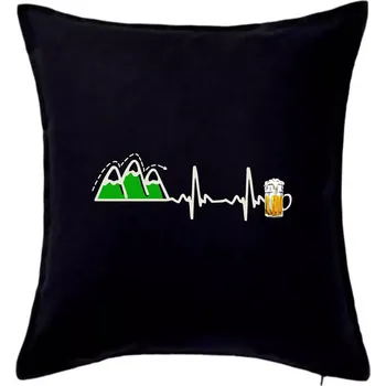 Polštář EKG z hor na pivo - Polštář 50x50 - 50x50 - Pouze potah ( Černá )