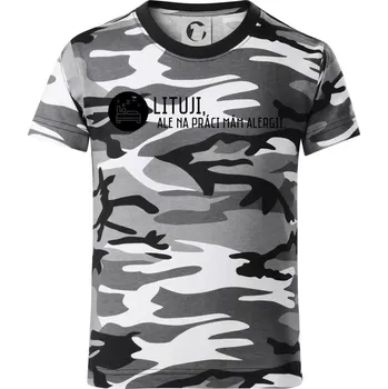 Chlapecké tričko Lituji na práci mám alergii - Dětské maskáčové triko - 134 cm/8 let ( Šedý maskáč )