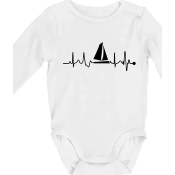 Plachtění EKG - Body kojenecké s dlouhým rukávem - Dlouhý r. 3-6 měs ( Bílá )