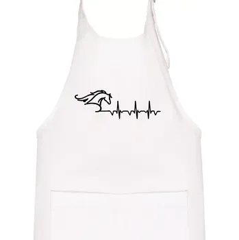 Kuchyňská zástěra Hlava koně EKG - Dětská zástěra na vaření - Univerzální velikost ( Bílá )