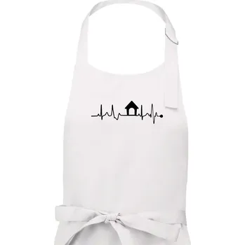 Kuchyňská zástěra Ekg psí bouda - Pánská zástěra na vaření - Univerzální velikost ( Bílá )