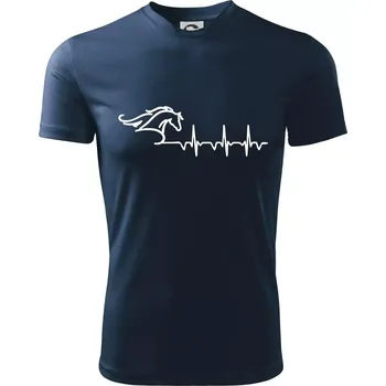 Hlava koně EKG - Dětské triko sportovní (dresovina) - 146 cm/10 let ( Námořní modrá (velmi tmavá - téměř černá) )