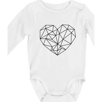 Kojenecké oblečení Srdce geometrie - Body kojenecké s dlouhým rukávem - Dlouhý r. do 3 měs ( Bílá )