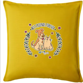 Polštář Kočka a pes best friends - Polštář 50x50 - 50x50 - Pouze potah ( Žlutá )