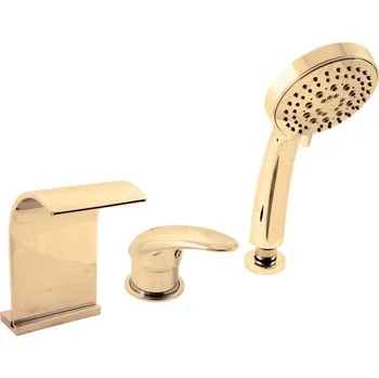 Vodovodní baterie Dunaj Vanová baterie 3-otvorová, vodopád, zlatá D467.0YZ