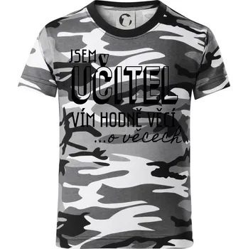 Chlapecké tričko Jsem učitel, vím hodně věcí - Dětské maskáčové triko - 146 cm/10 let ( Šedý maskáč )