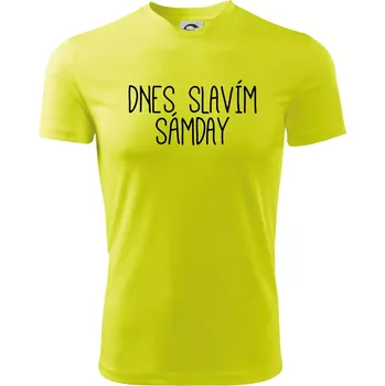 Dnes slavím Sámday - Dětské triko sportovní (dresovina) - 158 cm/12 let ( Neonově žlutá )