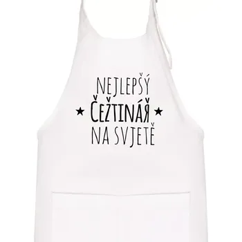 Kuchyňská zástěra Nejlepší češtinář na světě - Dětská zástěra na vaření - Univerzální velikost ( Bílá )
