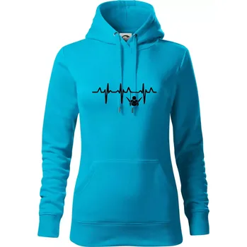 Dámská mikina EKG cvičení kruhy - Mikina dámská Cape s kapucí - XS ( Světlý tyrkys )